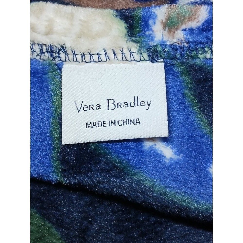 Vera Bradley Plush KING  Throw Blanket JAVA NAVY CAMO BLUE 104 x 90 NWT Limited - Picture 7 of 10